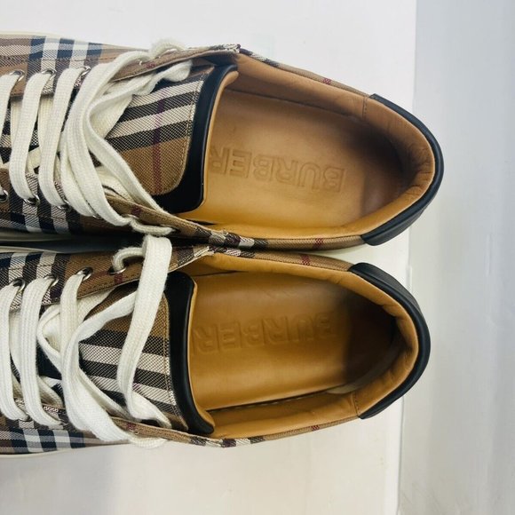 BURBERRY MEN'S RANGLETON MEN'S CHECK CANVAS LOW TOP SNEAKERS SHOES us11 - Picture 4 of 4